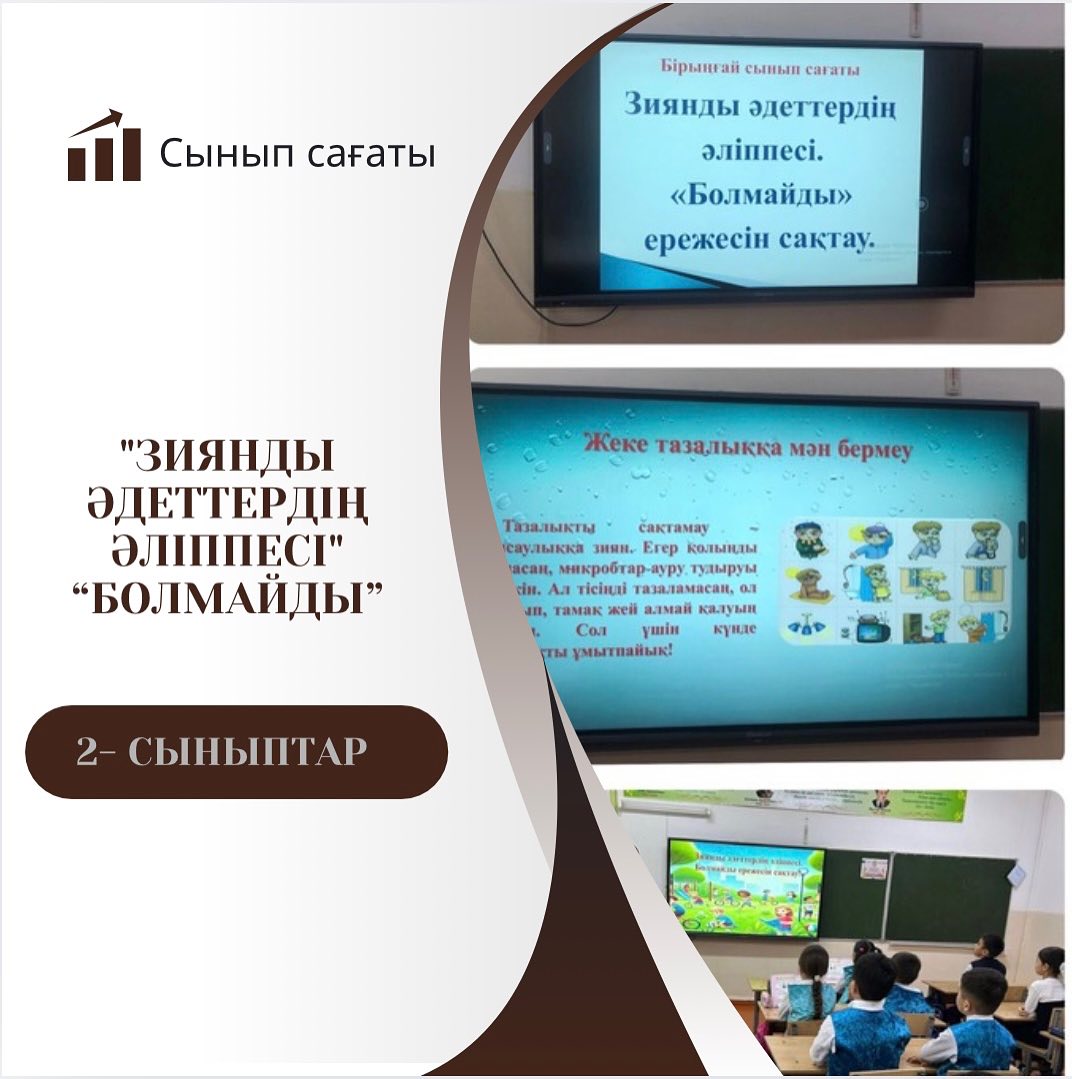 22.11.24 ж.“Ыбырай Алтынсарин атындағы №37 гимназиясы” КММ 2 сыныптарында “Зиянды әдеттердің әліппесі” “Болмайды” ережесін сақтау тақырыбында бірыңғай сынып сағаты өтті.